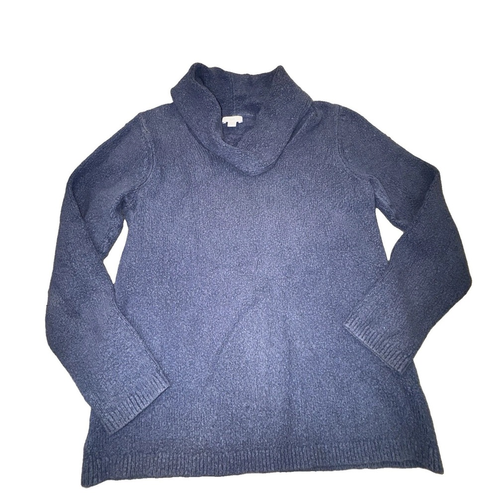 J. Jill Women's Size XS Oversized Cowl Neck Sweater Blue Knit Wool Blend